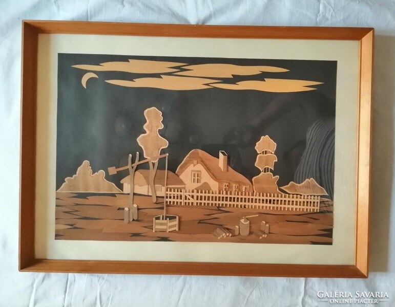 Wood marquetry picture 74x52 cm
