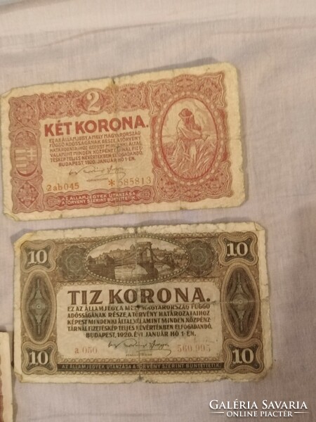 50 Filér (1920), 1 krone (1920), 2 krone aa (1920) 2 krone ab (1920), 10 krone (1920)