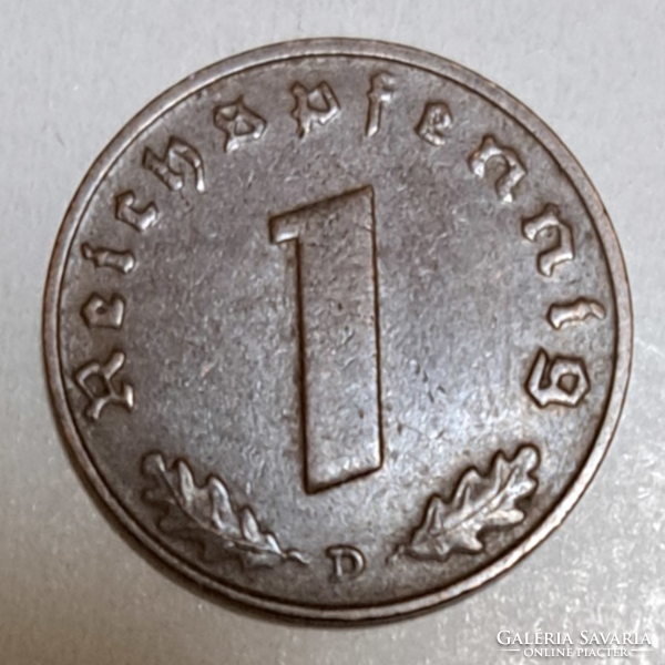 Horogkeresztes birodalmi 1 Reichspfennig 1937. D. (1505)
