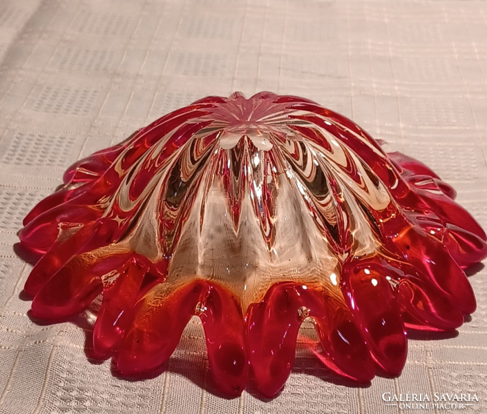 Czech glass table centerpiece with polished base