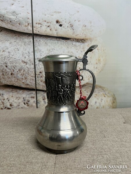 Austrian scenic pewter with lid - cup a67