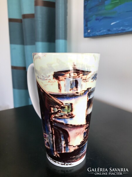 Large cappuccino mug with Szentendre street scene 1.(60)