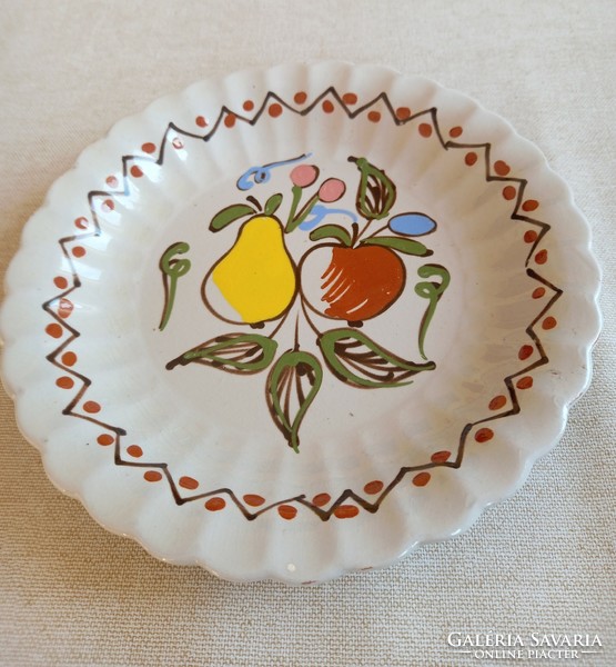 Old ceramic dinner plate in display case on the wall