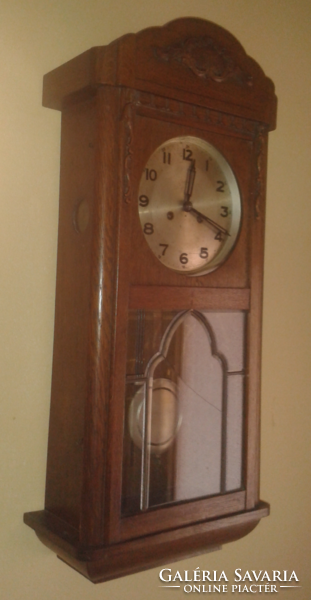 Antik üveges ingás fali óra