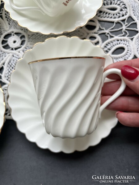 Airy Russian Lomonosov snow-white bone china cup set