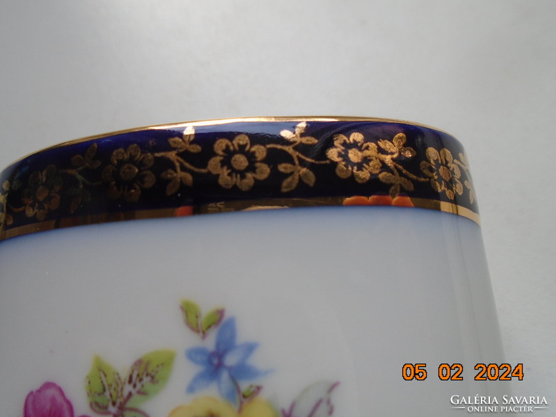 1970 Ornate cobalt-gold East German toothpick holder marked pm gdr