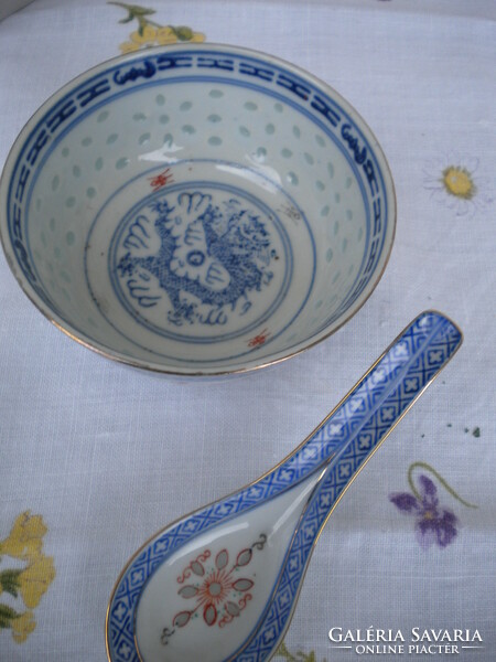 Jingdezhenkínai porcelán rizs szemes rizsmintás kínai porcelán tálka és kanál