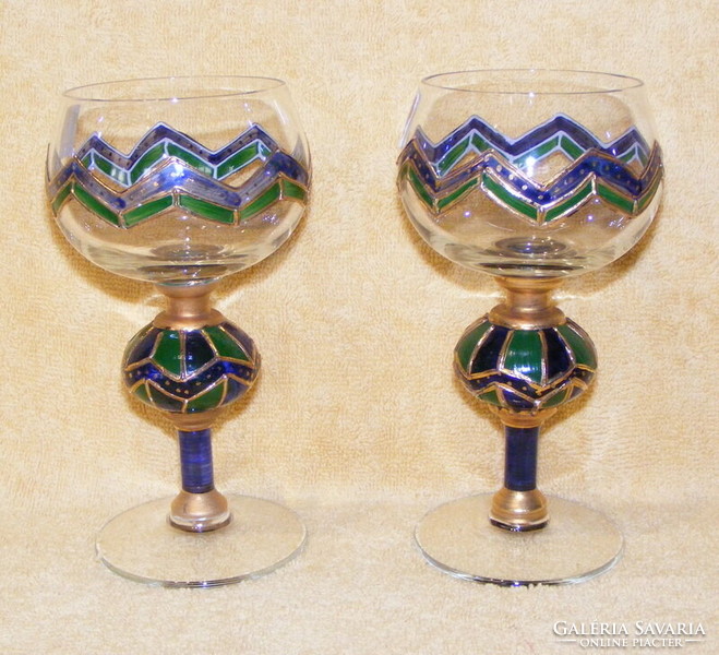2 stained glass glasses