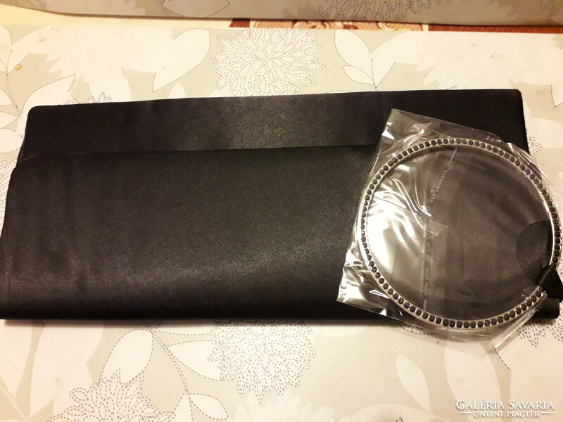 Occasional theater black handbag with decorative ring 27x23cm. New unopened