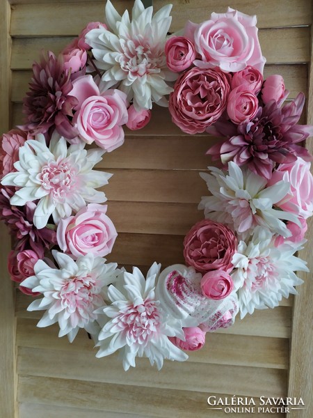 Wreath with rose meringue, door decoration