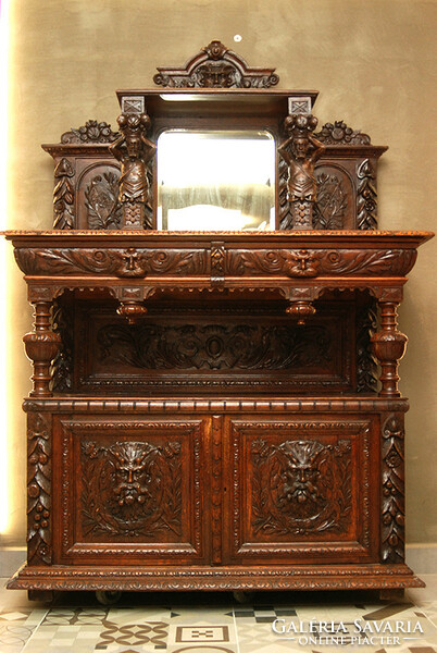 !Rarity! Neo-Renaissance, sideboard, glass chair - with Anglo-Saxon origin