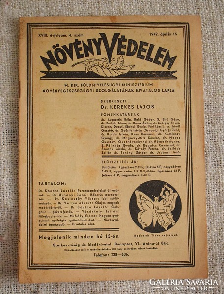 Növényvédelem XVIII. évfolyam 4. szám 1942 április 15. , Magyar Királyi Földművelésügyi Minisztérium