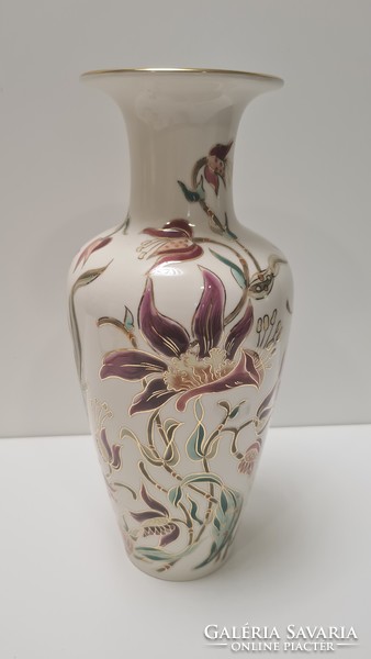 Zsolnay lily / orchid pattern vase 27.5 cm #1909