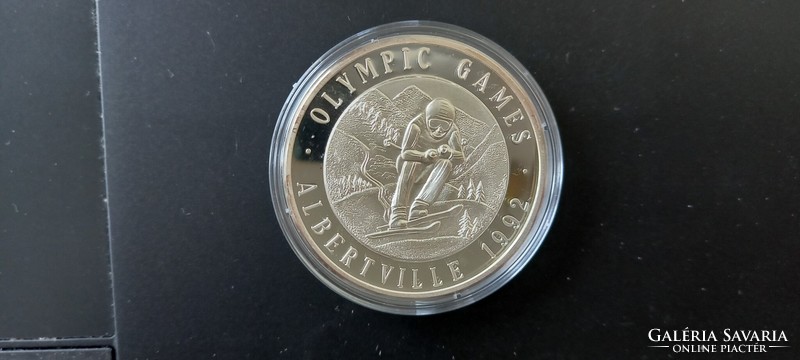 Olimpiai játékok 1992 Albertville emlékérme sorozat lesiklás sorszámozott színezüst