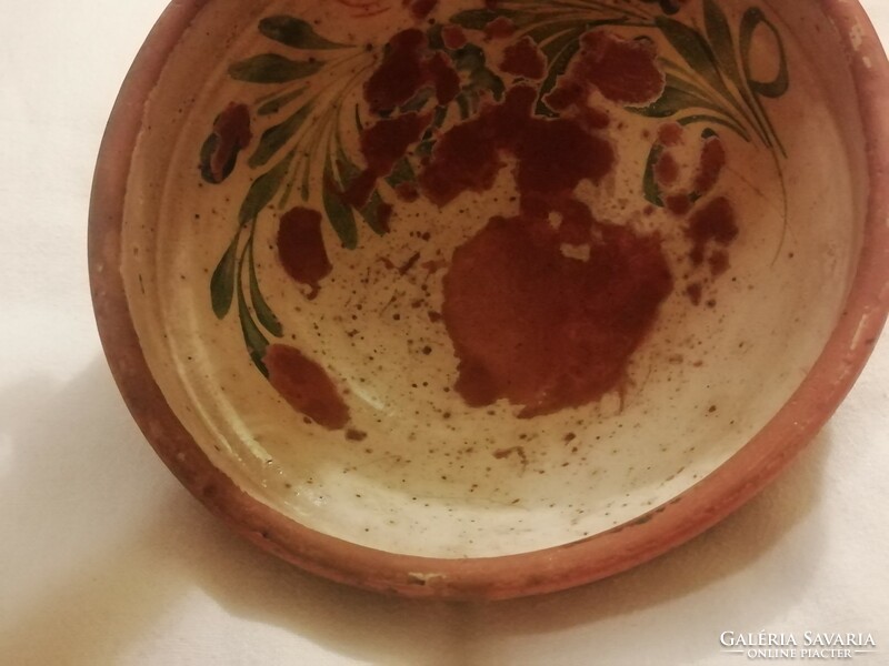 Antique floral ceramic deep wall plate, decorative plate
