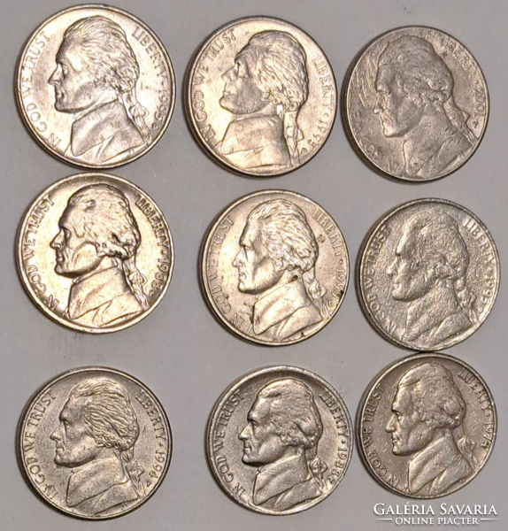 9 darab  USA 5 Cent (T-35)