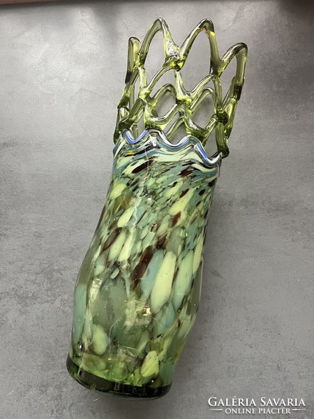 Blown, broken beautiful Murano millefiori-sized glass vase