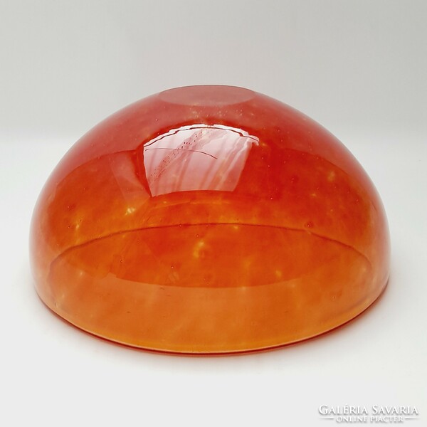 Karcagi fátyolüveg narancs színű tál - 17 cm