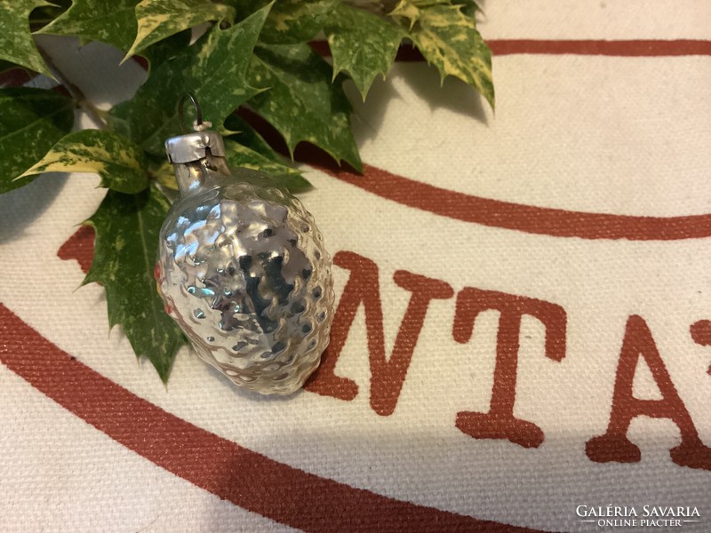 Régi üveg mini miniatűr virágos szív karácsonyfadísz