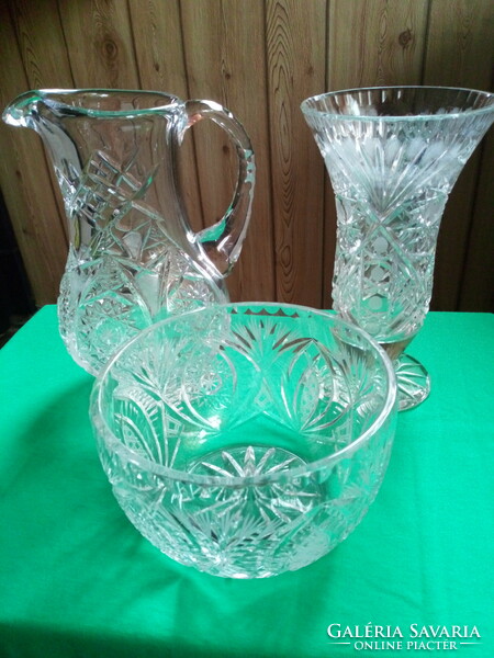 Crystal vase+jug+bowl