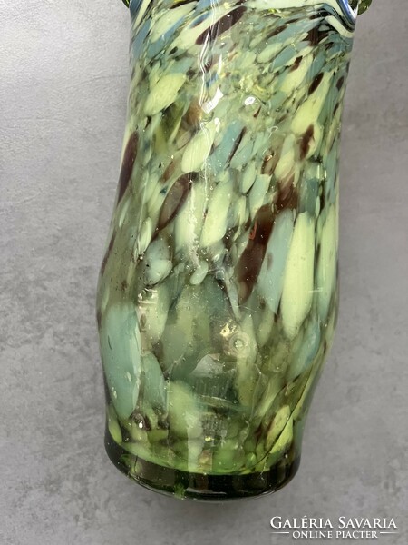 Fújt, szakított gyönyörű muránói millefiorinagy méretű üveg váza