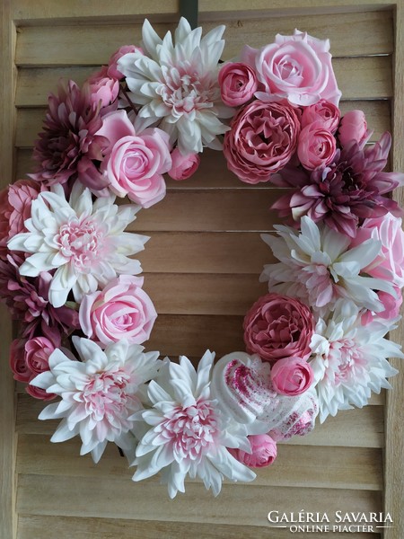 Wreath with rose meringue, door decoration