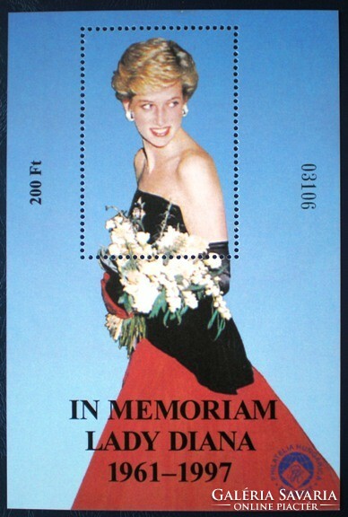 EI51  / 1997 IN MEMORIAN Lady Diana emlékív fogazott fekete sorszámmal