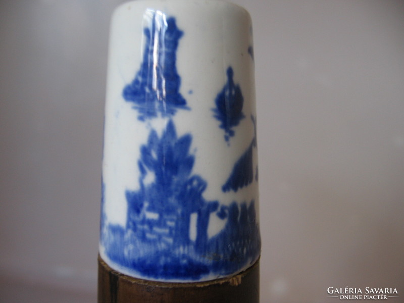 Blue Willow bors szóró, porcelán és fa