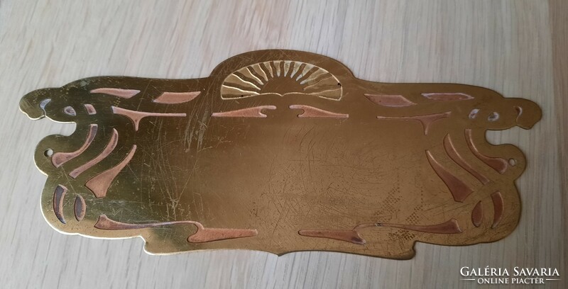 Art Nouveau copper name plate