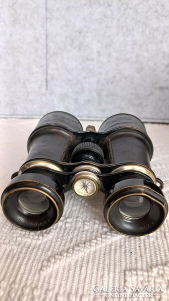 Old i. Vh. Military - covered with black leather - binoculars in marked leather holder, in the condition shown in the photo