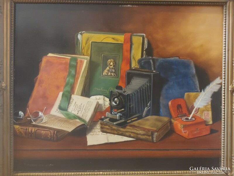 T.Czene István festmény, 40x50 cm+keret, falap, olaj