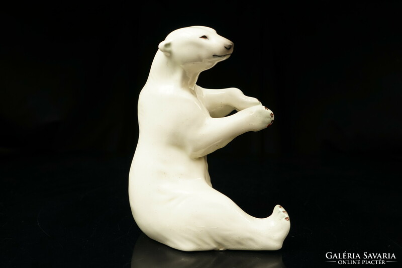 Retro granite ceramic polar bear statue / retro old ceramic