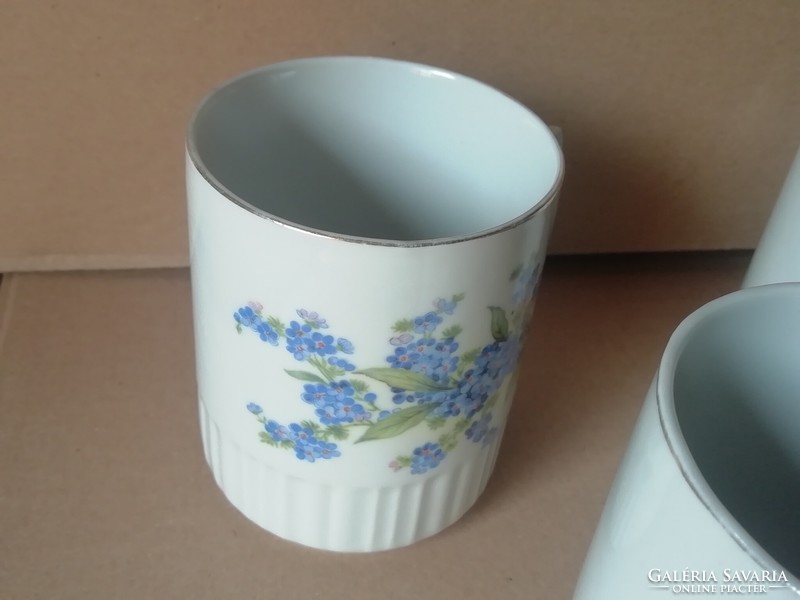 Old Zsolnay flower pattern mugs, 3 pcs