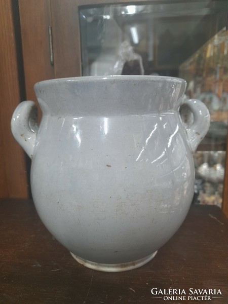 Old Zsolnay rare gray authentic, marked, glazed earthenware ceramic pot. 18.5 Cm.