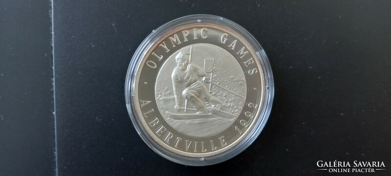 Olimpiai játékok 1992 Albertville emlékérme sorozat szlalom sorszámozott színezüst