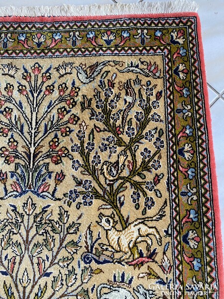 Hand-knotted Ghom Persian carpet with silk - 135x80