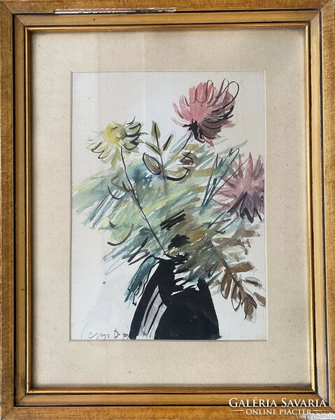 Oszkár Papp: flower ii. - Watercolor (Kossuth prize winner!)
