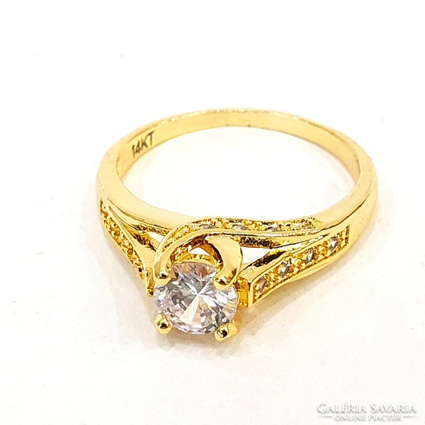 14K gold-plated crystal ring