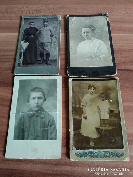 4 db antik fotó, vizitkártya egyben, mérete: 11 cm x 7 cm, 1909-1918 év közötti