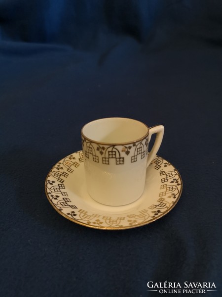 Arany díszítésű porcelán mokkás csésze + csészealj