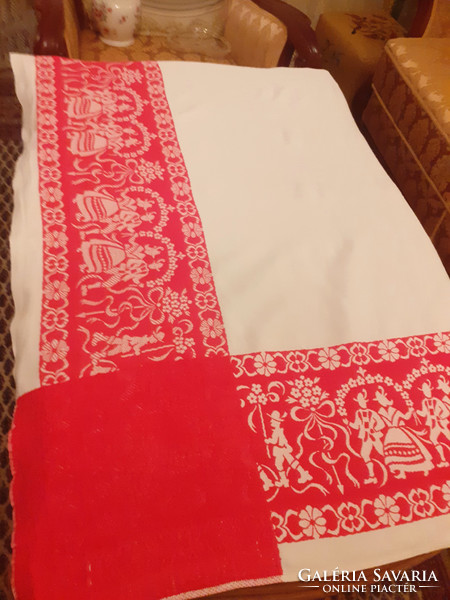Linen damask woven tablecloth, tablecloth. 150X126 cm
