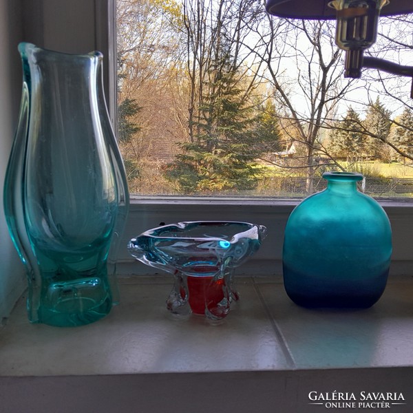 28.5cm - zelezny brod sklo turquoise Czech artistic glass vase - art&decoration