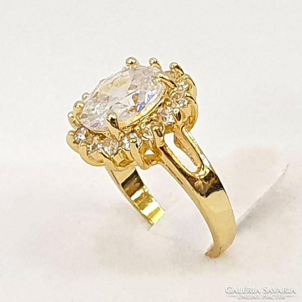 18K gold-plated designer crystal ring