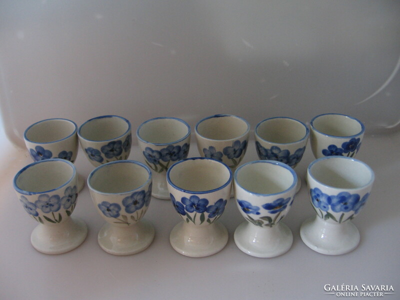Retro stoneware blue floral egg cup