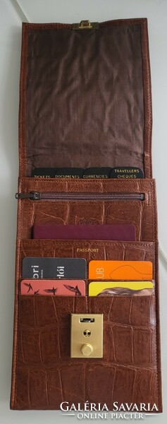 Vintage crocodile leather travel wallet