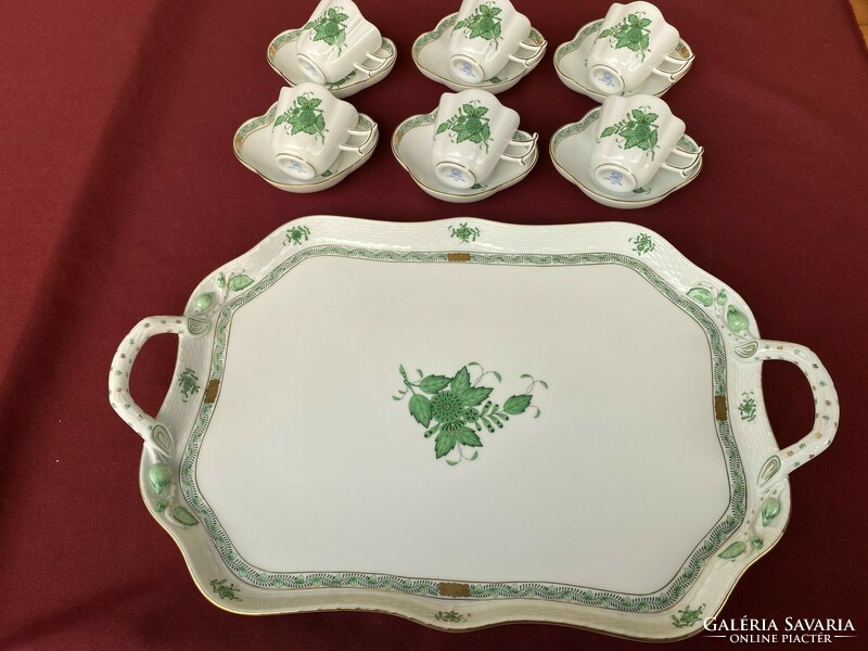 Herend Appony pattern tray and 6 cups