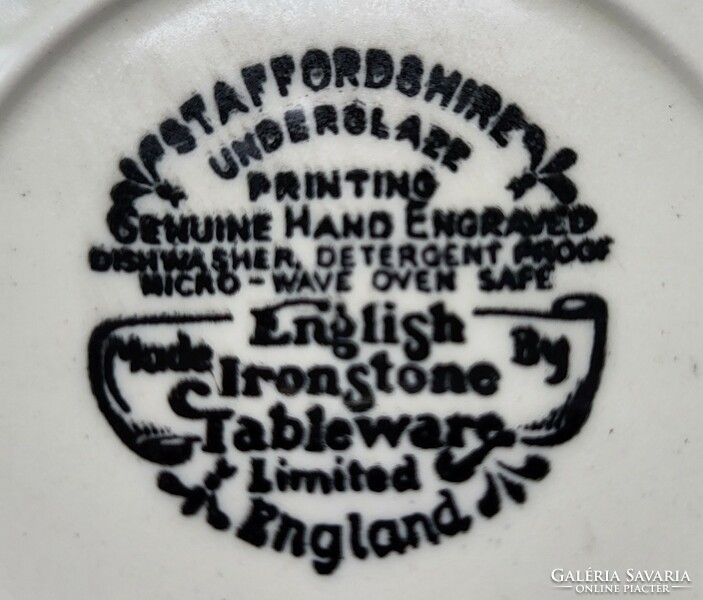 Staffordshire ironstone tableware English brown porcelain scene saucer plate small plate