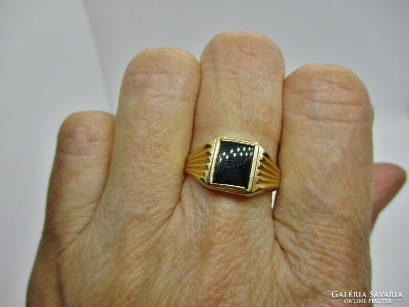 Gyönyörű 14kt antik aranygyűrű ónix kővel