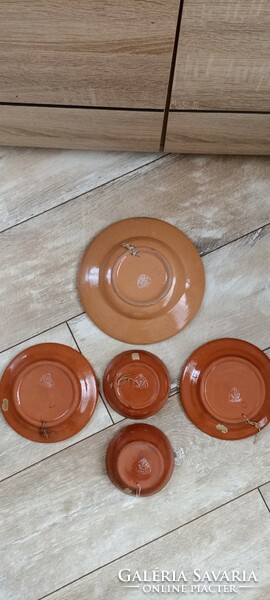 Folk earthenware wall plates, Sarospataki 5 pcs
