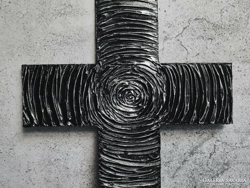 Pilipart, black handmade wall-hanging cross, 37x24 cm